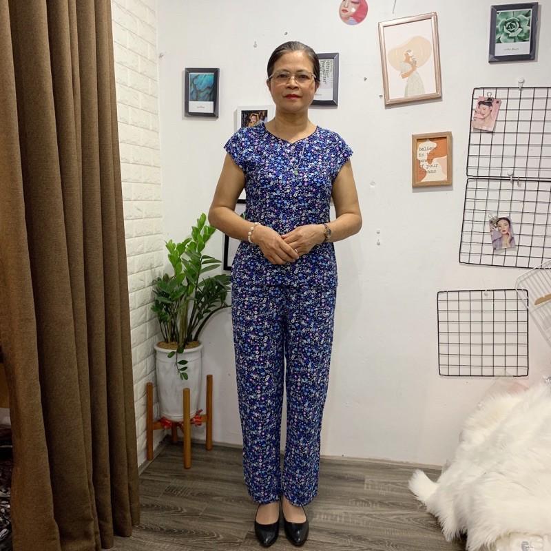 ️ Bộ Lanh Hoa Dài Trung Niên Việt Thắng️Bộ Mặc Nhà Tặng Mẹ