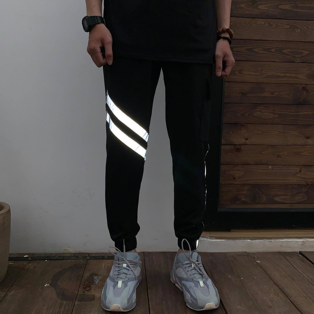 Quần Jogger Nam Nữ Sọc Phản Quang Túi Hộp Unisex - Quần Thể Thao Tập Gym