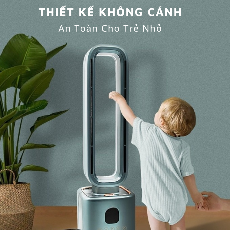 Quạt Không Cánh 2 Chiều Sưởi Mát Kèm Điều Khiển Từ Xa, Quạt Sưởi Thông Minh Thế Hệ Mới