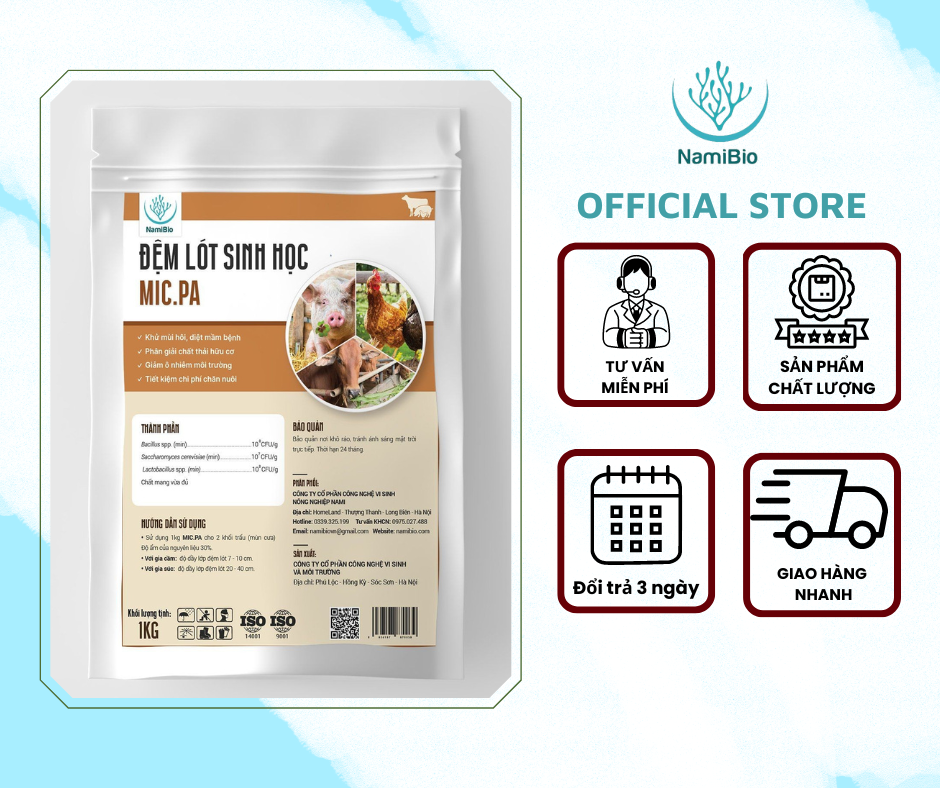 Đệm lót sinh học - MIC.PA 1kg cho chăn nuôi