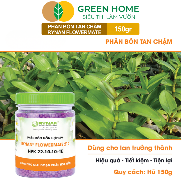 Phân Bón Thông Minh Rynan GreenHome, Hũ 150gr, Giải Pháp Dinh Dưỡng Tan Chậm Cho Lan Và Cây Cảnh