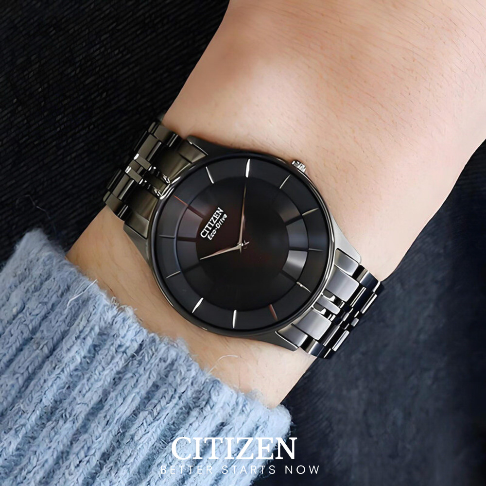 Đồng Hồ Nam Citizen Siêu Mỏng Dây Thép Không Gỉ AR3017-58E - Mặt Đen (Sapphire)