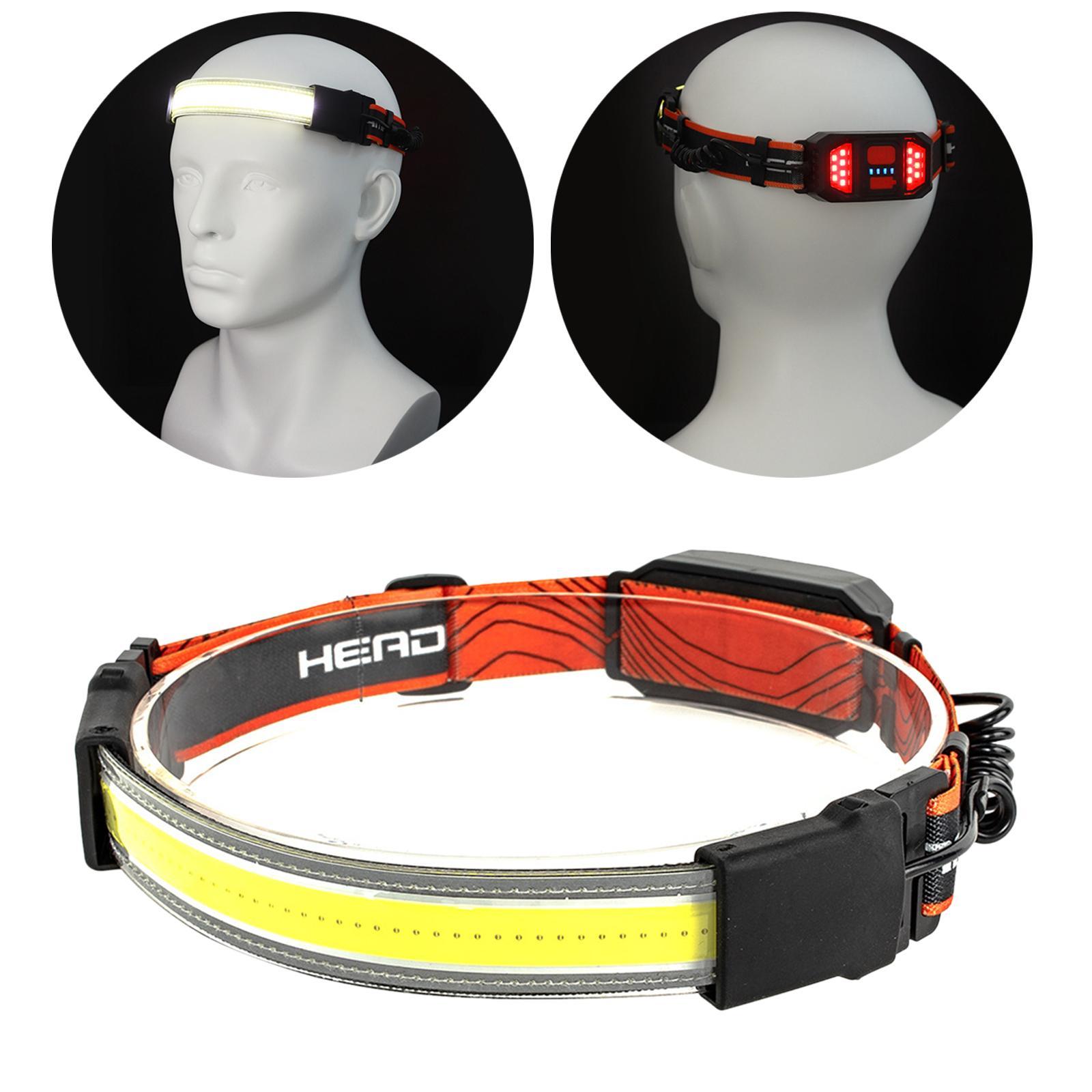 2x Bright USB COB+LED Elastic Head Band Headlamp Torch Floodlight Rechargeable