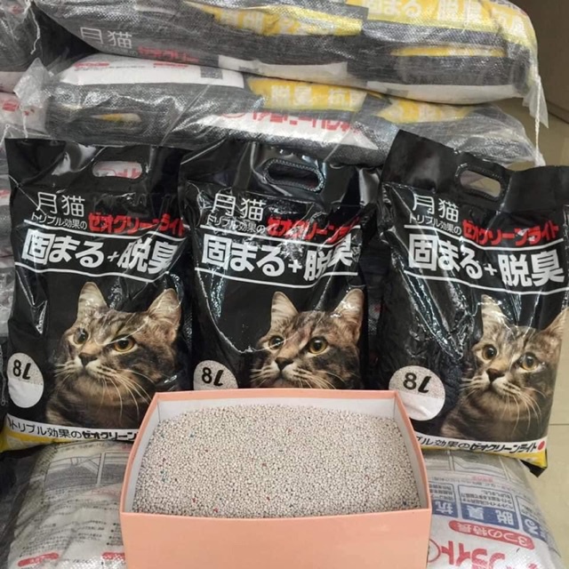 Cát Nhật Đen cho mèo vón cục, khử mùi 8L - Cát mèo