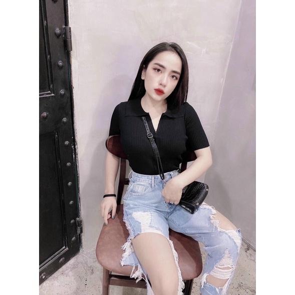 Áo len tăm polo 2 khoá nhiều màu