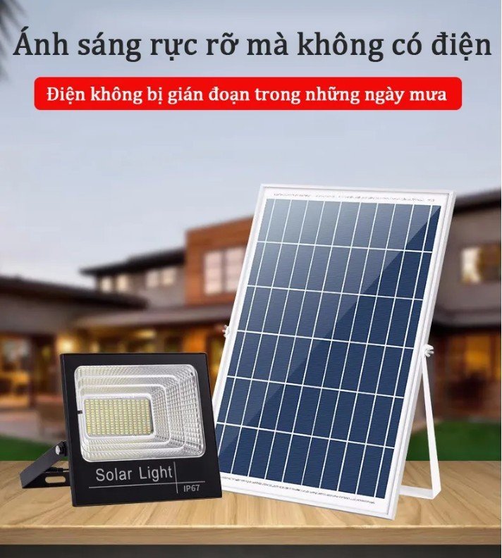 Đèn năng lượng mặt trời 500W đèn LED năng lượng mặt trời siêu sáng, điều khiển từ xa