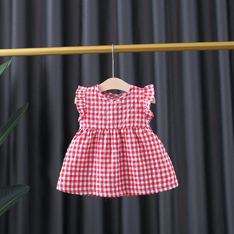 Đầm bé gái kẻ sọc caro, đầm xòe cho bé từ 8-15kg - váy caro dễ thương cho bé