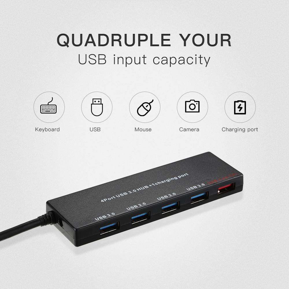 5 cổng chuyển đổi Siêu tốc Mini Portable USB 3.0 Hub Tốc độ truyền 5Gbps với sạc chuyên dụng 2.4A