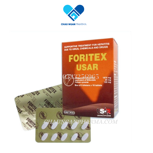 Viên FORITEXUSAR Phong Phú Hộp 50 viên - Giúp tăng cường chức năng gan trong các trường hợp viêm gan do siêu vi cấp và mạn tính