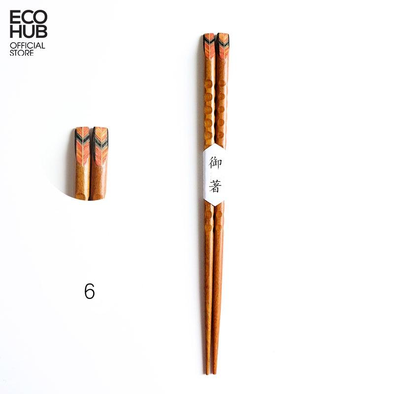 Đũa gỗ ma thuật chạm khắc thủ công ECOHUB bằng gỗ tự nhiên (Wooden Chopsticks) E00320