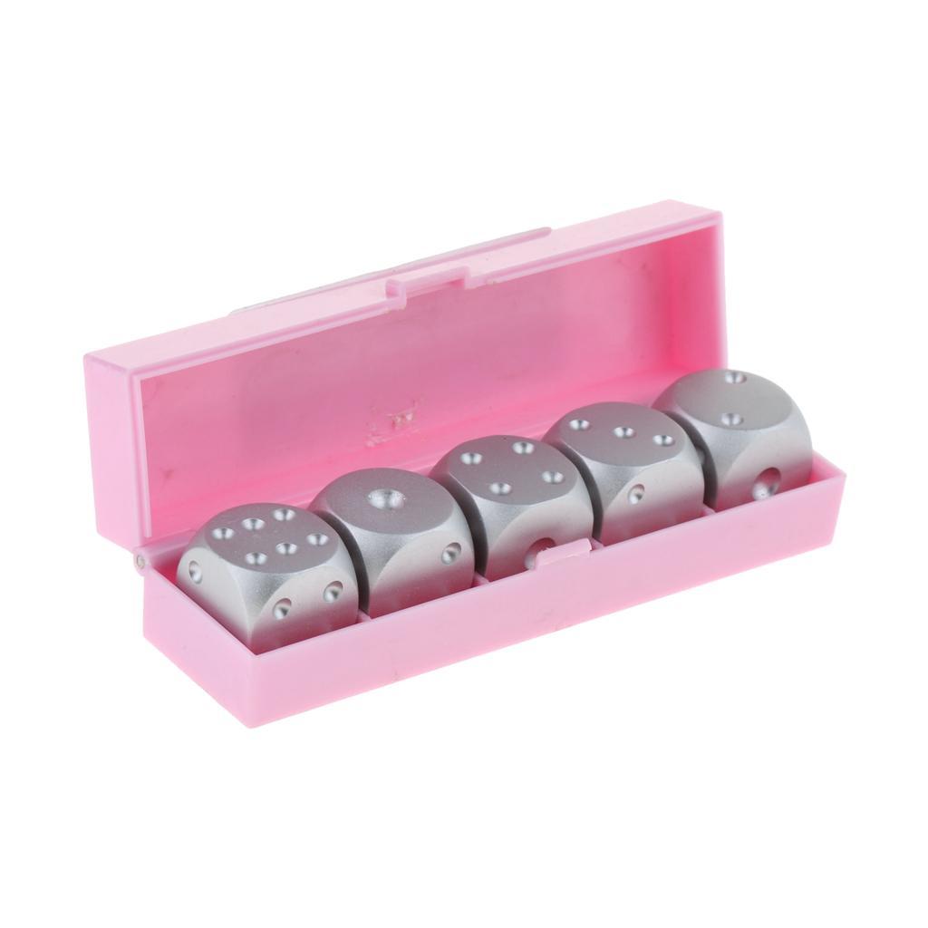 5pcs/set Aluminum Alloy Metal Silver Cube Dice Gift Role Play Games, Lightweight, durable and portable