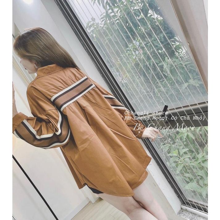 Áo sơ mi nâu from thụng