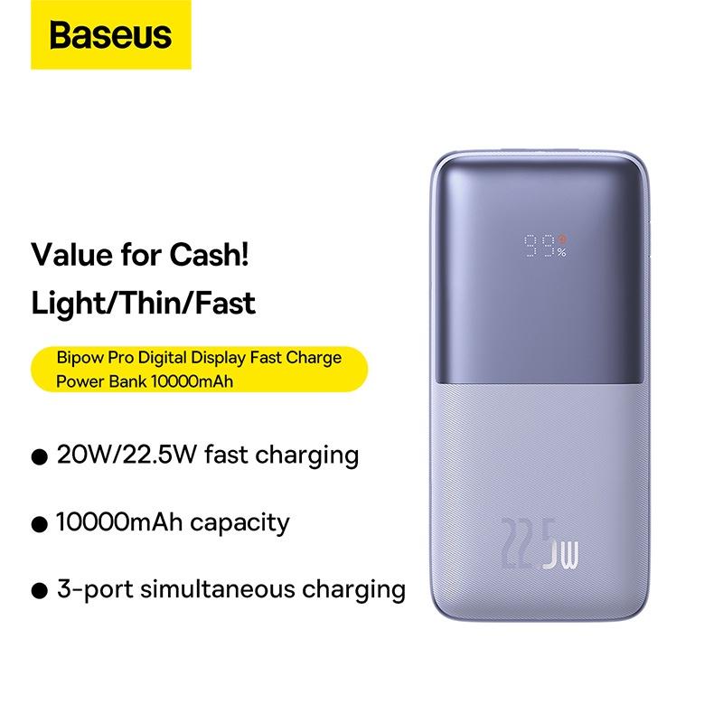 Sạc Dự Phòng Baseus Bipow Pro Digital Display Fast Charge Power Bank 10000mAh 20W/22.5W - Hàng chính hãng