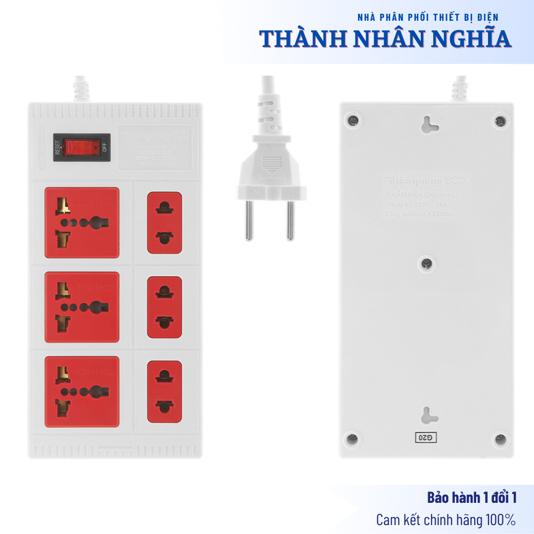 Ổ cắm Điện Quang ECO ĐQ ESK 6ECO (6 Lỗ hỗn hợp)