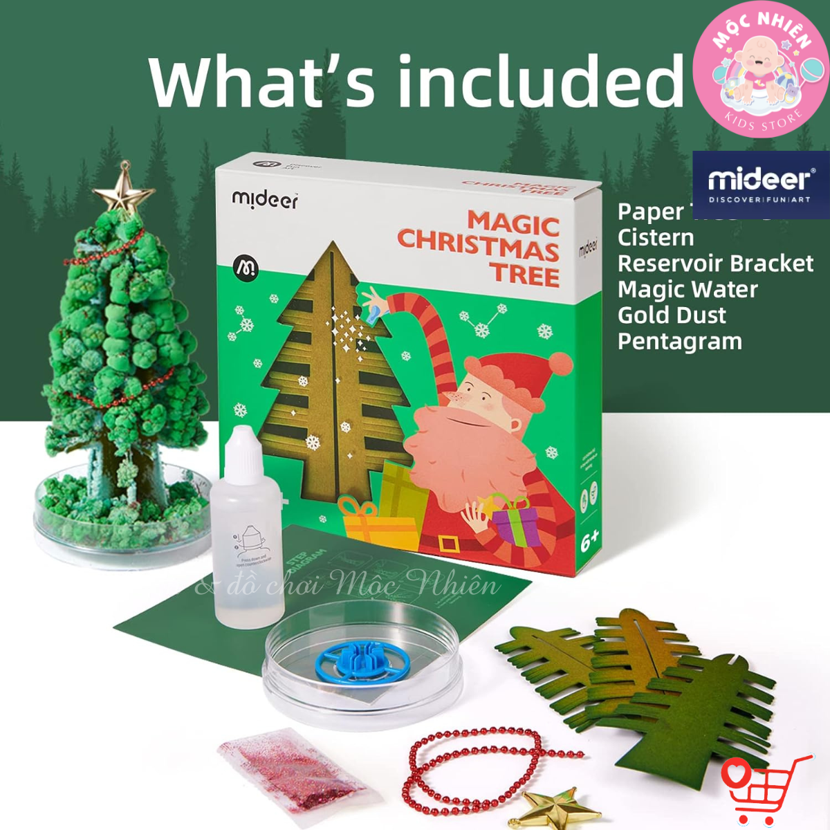 Cây thông Noel Mini để bàn phủ tuyết tự nở thần kỳ - Mideer Magic Christmas Tree - Quà Giáng sinh 2022 cho bé