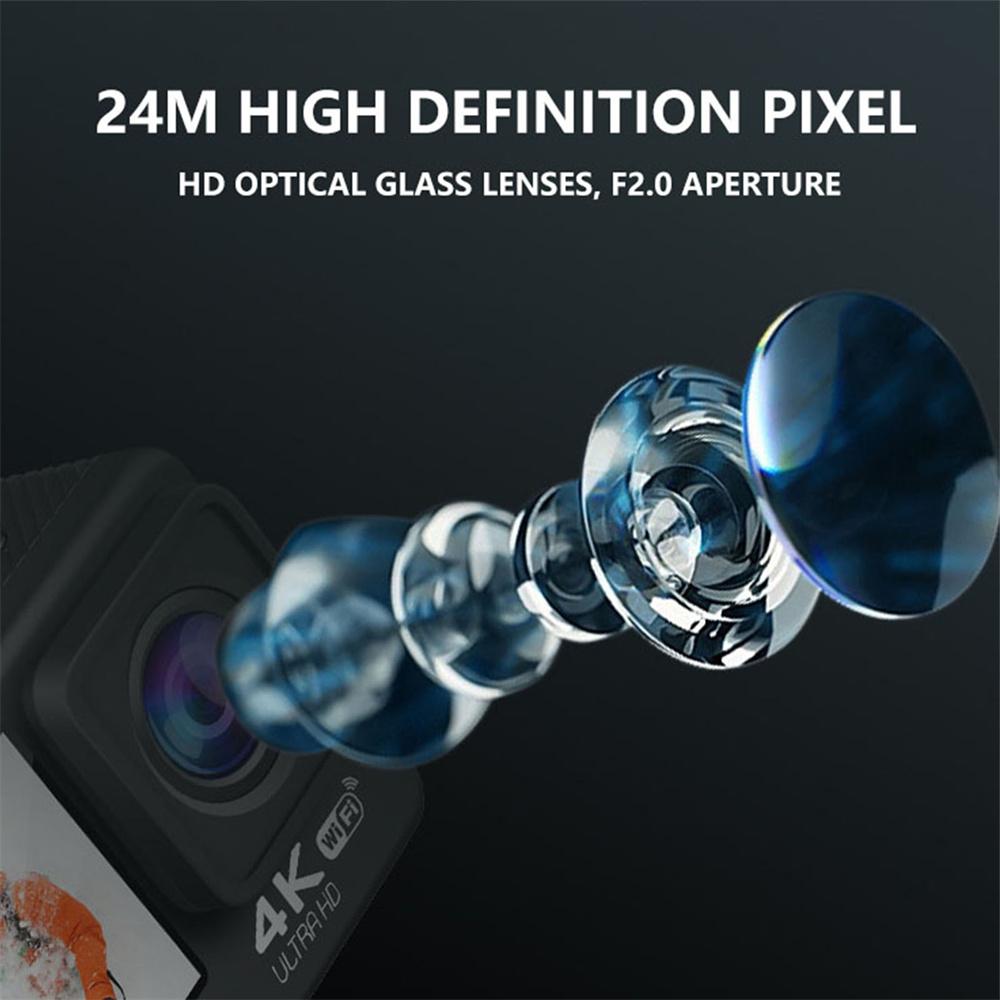 Camera hành động 4K Ultra HD Double 2.0 '' IPS LCD WiFi 16MP 30M Go Waterproof Pro Sport DV Máy ảnh video mũ bảo hiểm với điều khiển từ xa