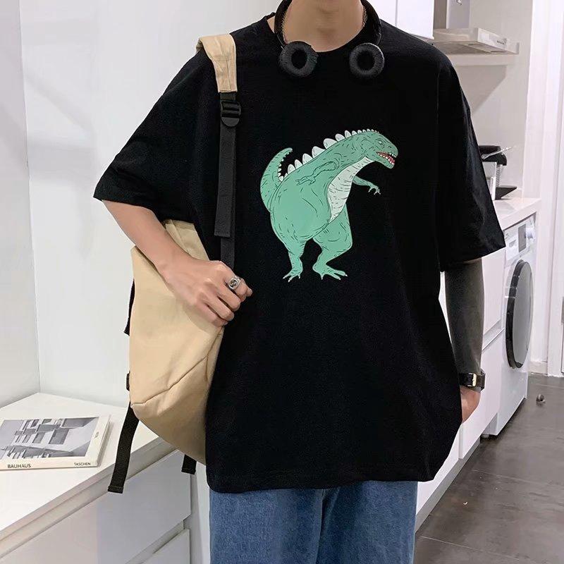 Áo Thun Nam Tay Ngắn In Hình Khủng Long Cá Tính