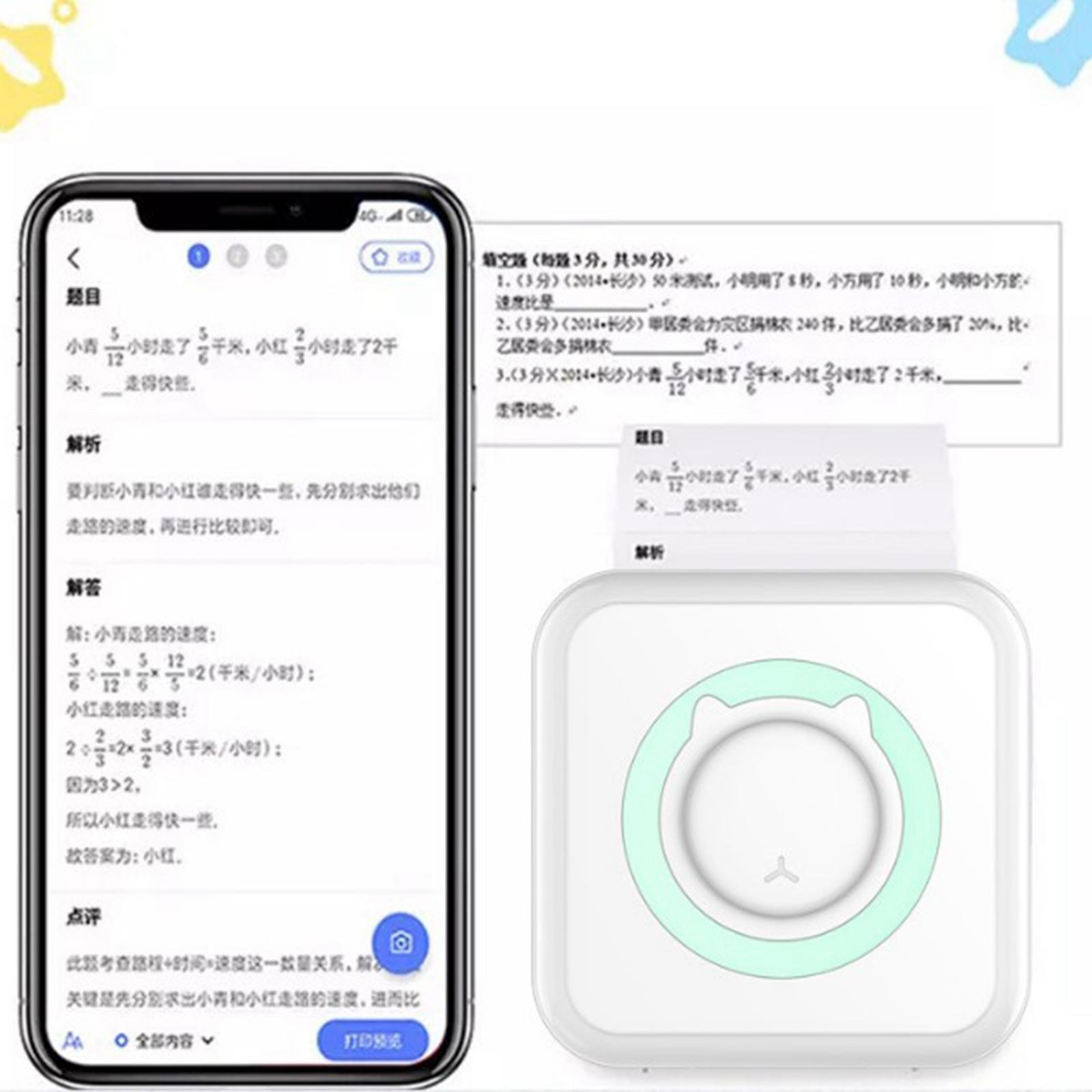 Bluetooth Cute Mini Label Sticker Receipt Thermal Printing Pink