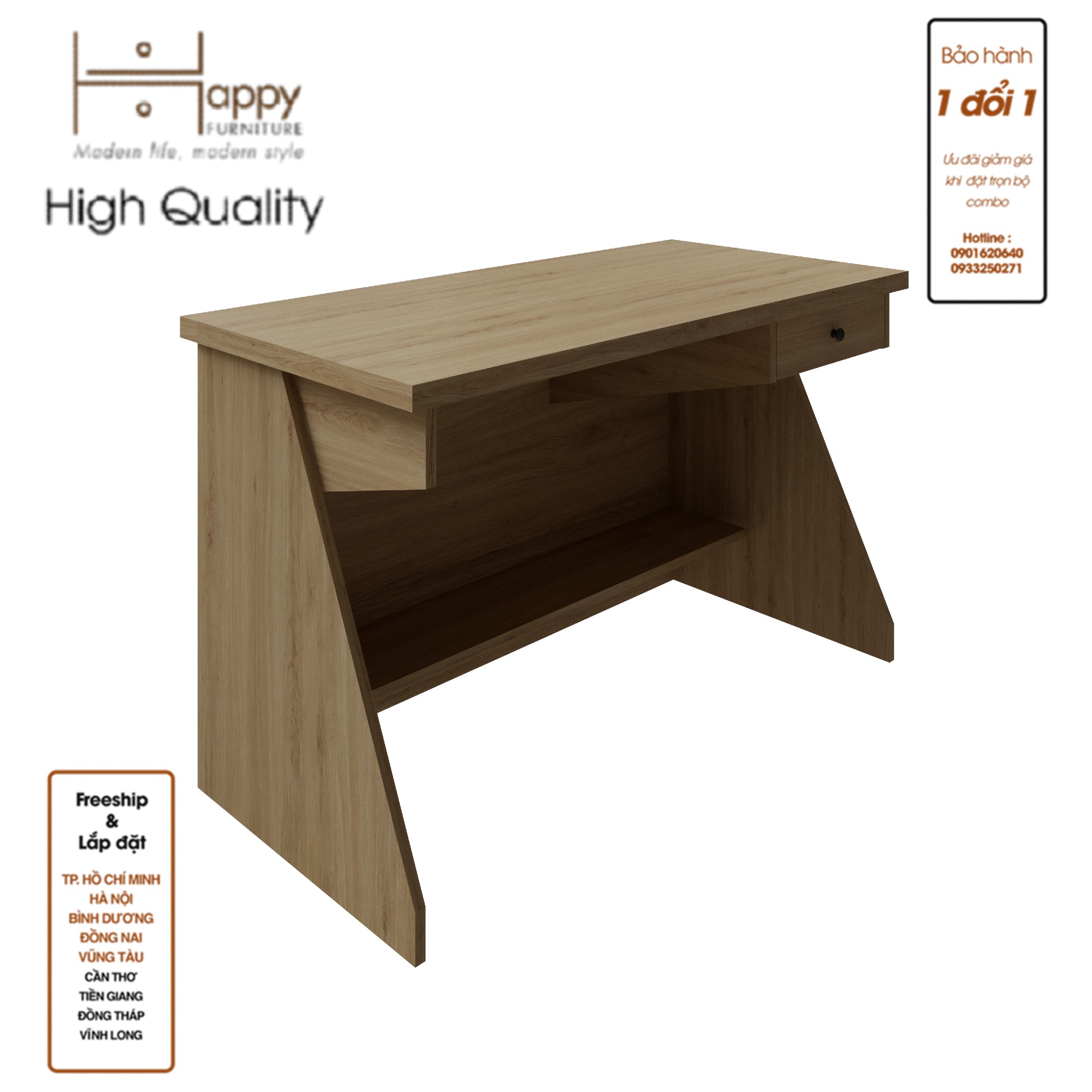 [Happy Home Furniture] HELI , Bàn làm việc 1 ngăn kéo, 120cm x 60cm x 75cm ( DxRxC), BAN_061