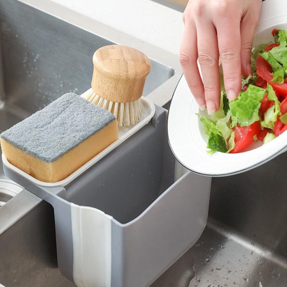 Giỏ Rổ Lọc Rác Bồn Rửa Bát Khay Lọc Đựng Rác Đồ Thức Ăn Thừa Treo Bồn Rửa Chén Lavabo Bằng Nhựa PP Gấp Gọn