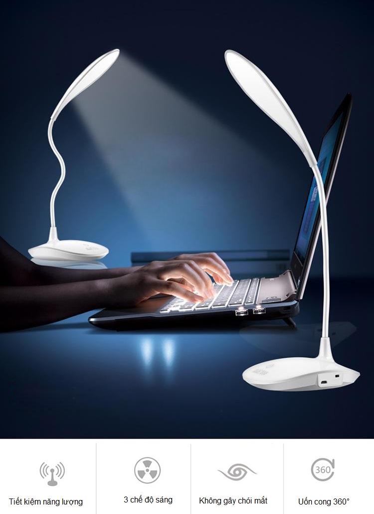 Đèn led để bàn cắm USB WS-601