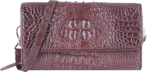 Túi Đeo Nữ Da Cá Sấu Huy Hoàng HT6258 (12 x 21 cm) - Nâu Đất