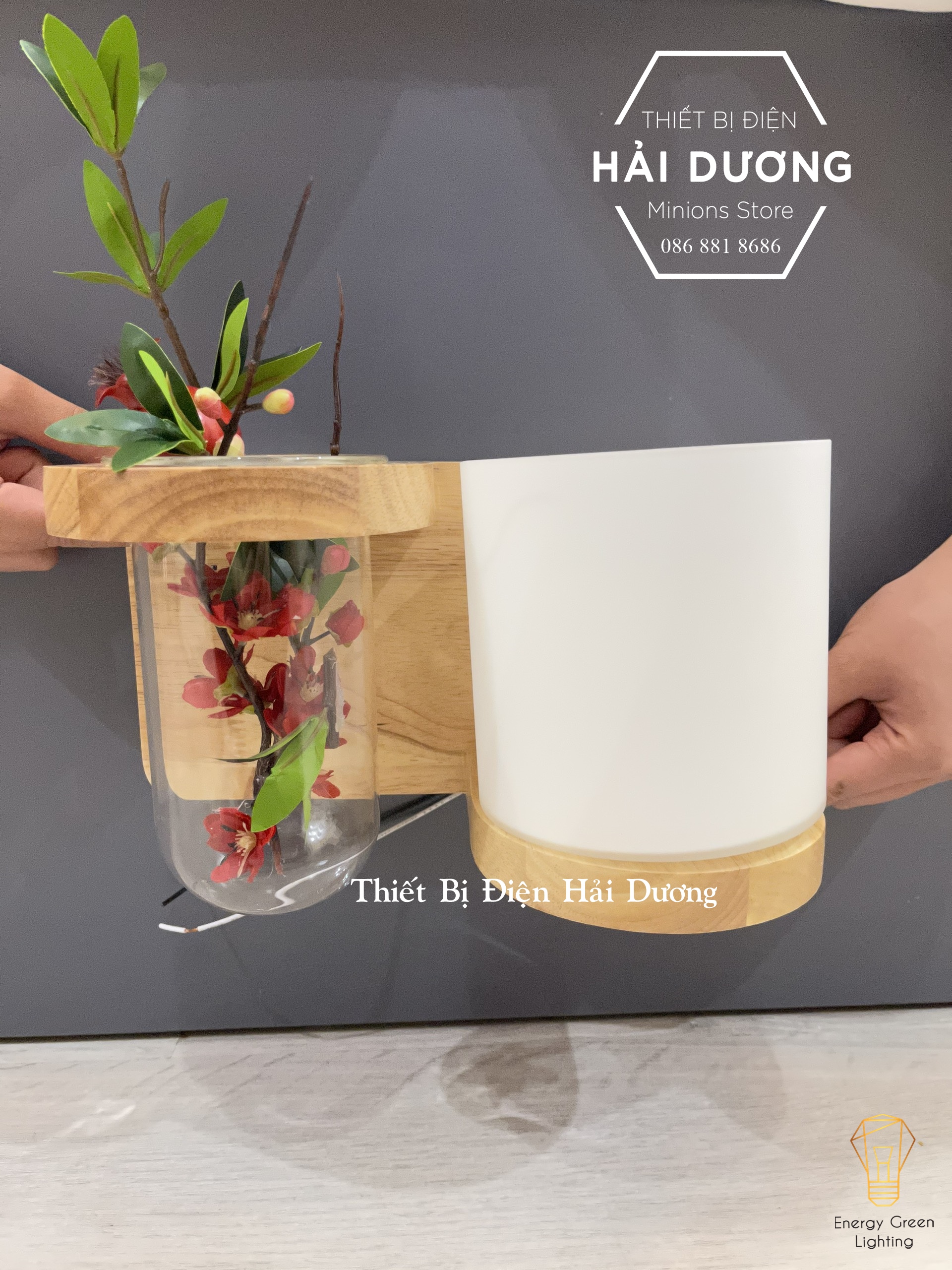 Đèn Tường Kệ Gỗ Chao Thủy Tinh Hiện Đại DT-2614 - Trang Trí Căn Phòng - Energy Green Lighting - Đã Bao Gồm Bóng LED 3W - Có Video