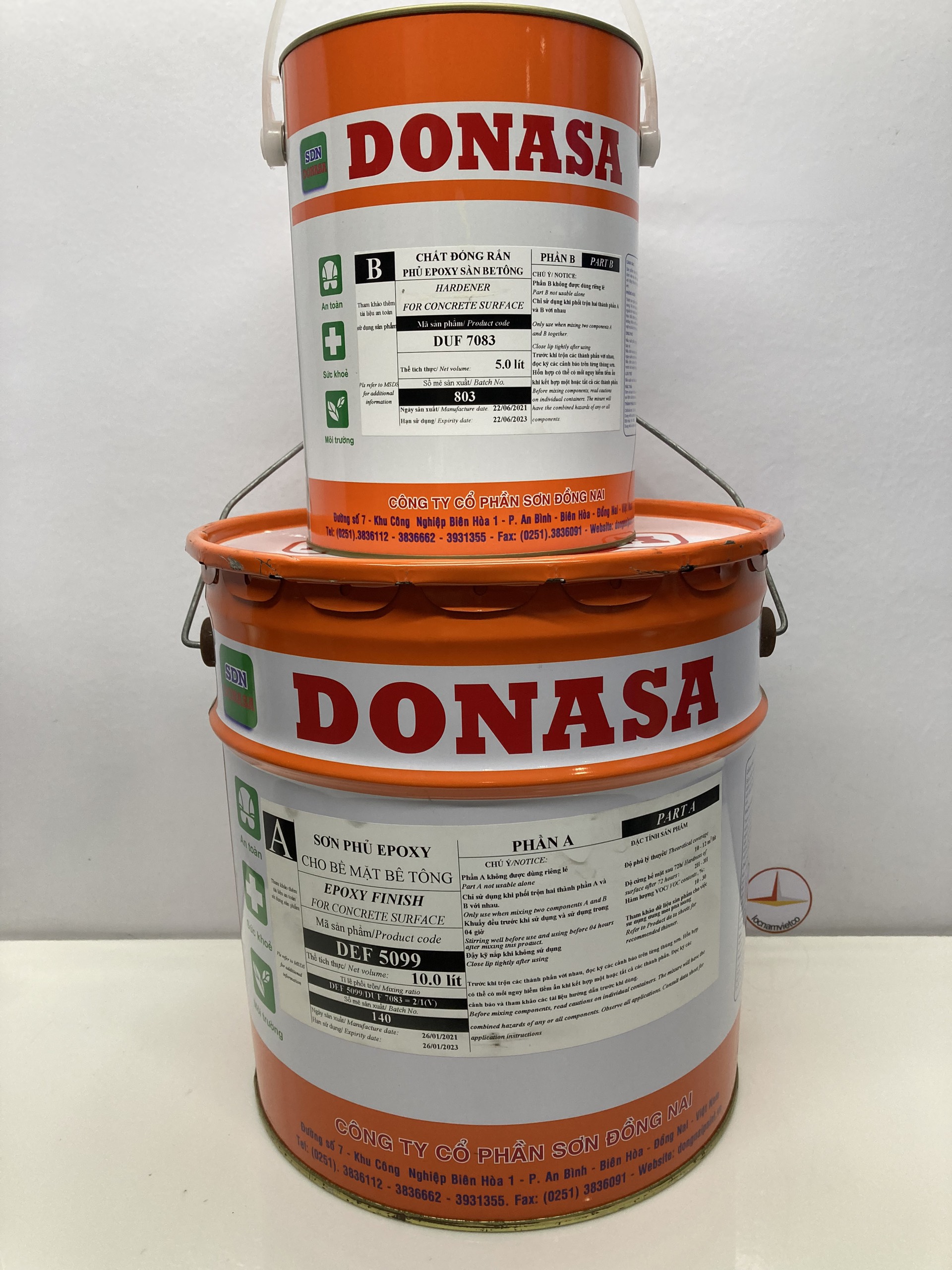 Sơn sàn bê tông Donasa /Floor coating Paint màu trắng mờ DEF 5099 15L
