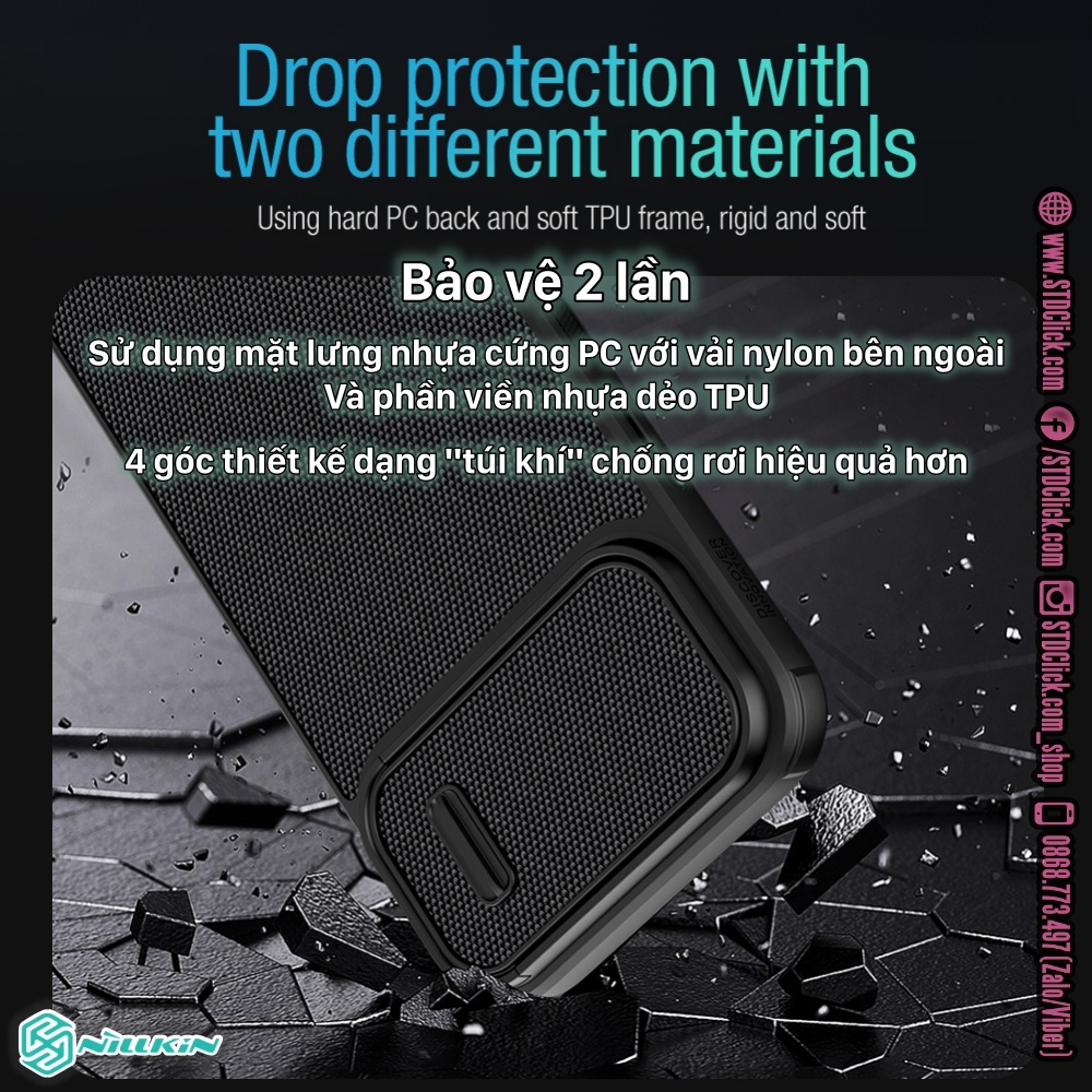 ỐP LƯNG DÀNH CHO ĐIỆN THOẠI IPHONE 13 PRO MAX NILLKIN TEXTURED S NYLON FIBER BẢO VỆ CAMERA