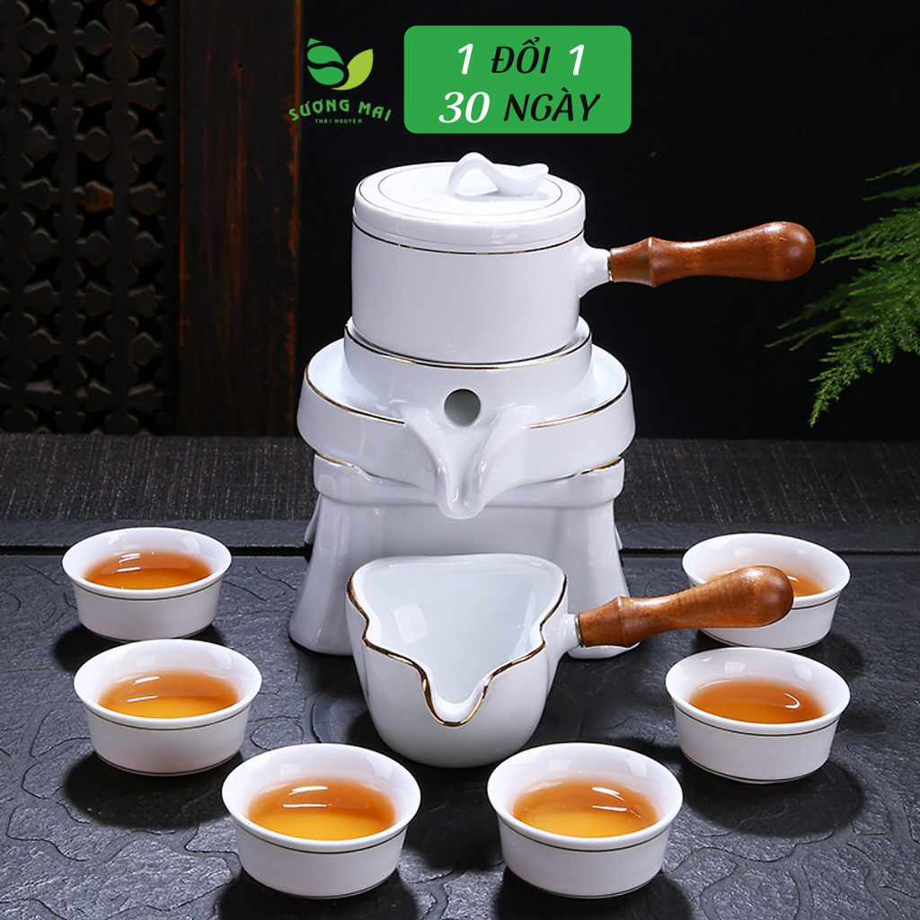 Bộ ấm chén pha trà cối xay Bạch Định