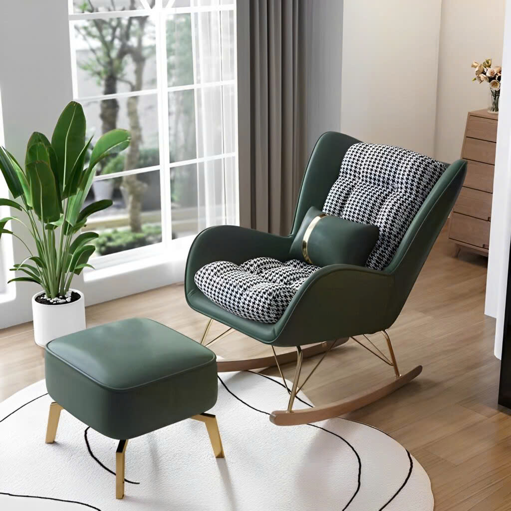 Ghế sofa bập bênh kèm đôn thư giãn tại nhà GH01