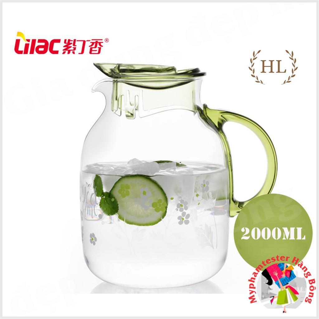 Bình đựng nước thuỷ tinh LiLac 1.5 - 2 Lít - Chịu nhiệt - Hoa Văn cao cấp