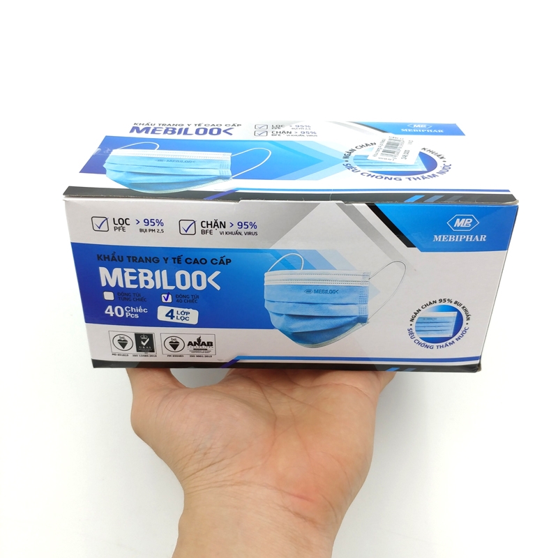 Khẩu Trang 4 Lớp Mebilook (40 Cái/Hộp) (Mẫu Vỏ Hộp Giao Ngẫu Nhiên)