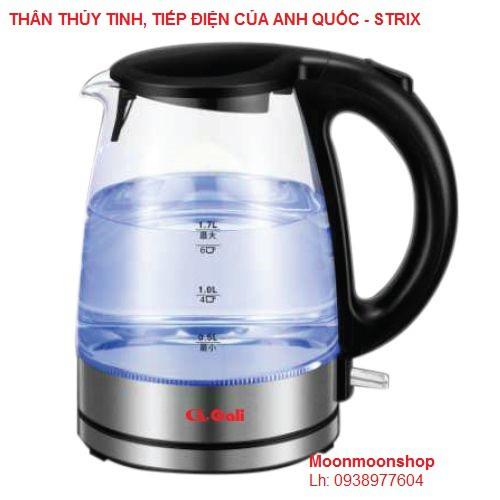 ẤM ĐUN NƯỚC SIÊU TỐC GALI BẰNG THỦY TINH, DUNG TÍCH 1,7 LÍT, BỘ TIẾP ĐIỆN STRIX