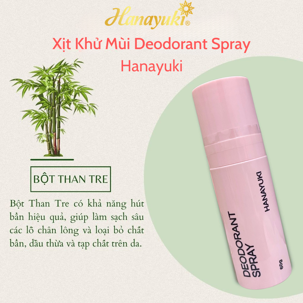 Xịt Khử Mùi Hanayuki Chính Hãng Xịt Thơm Cơ Thể Deodorant Spray Giúp Khử Mùi Giảm Tiết Mồ Hôi 60g