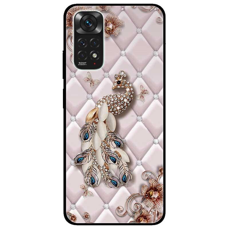 Ốp lưng dành cho Xiaomi Redmi Note 11 4G mẫu Chim Công Nền Da