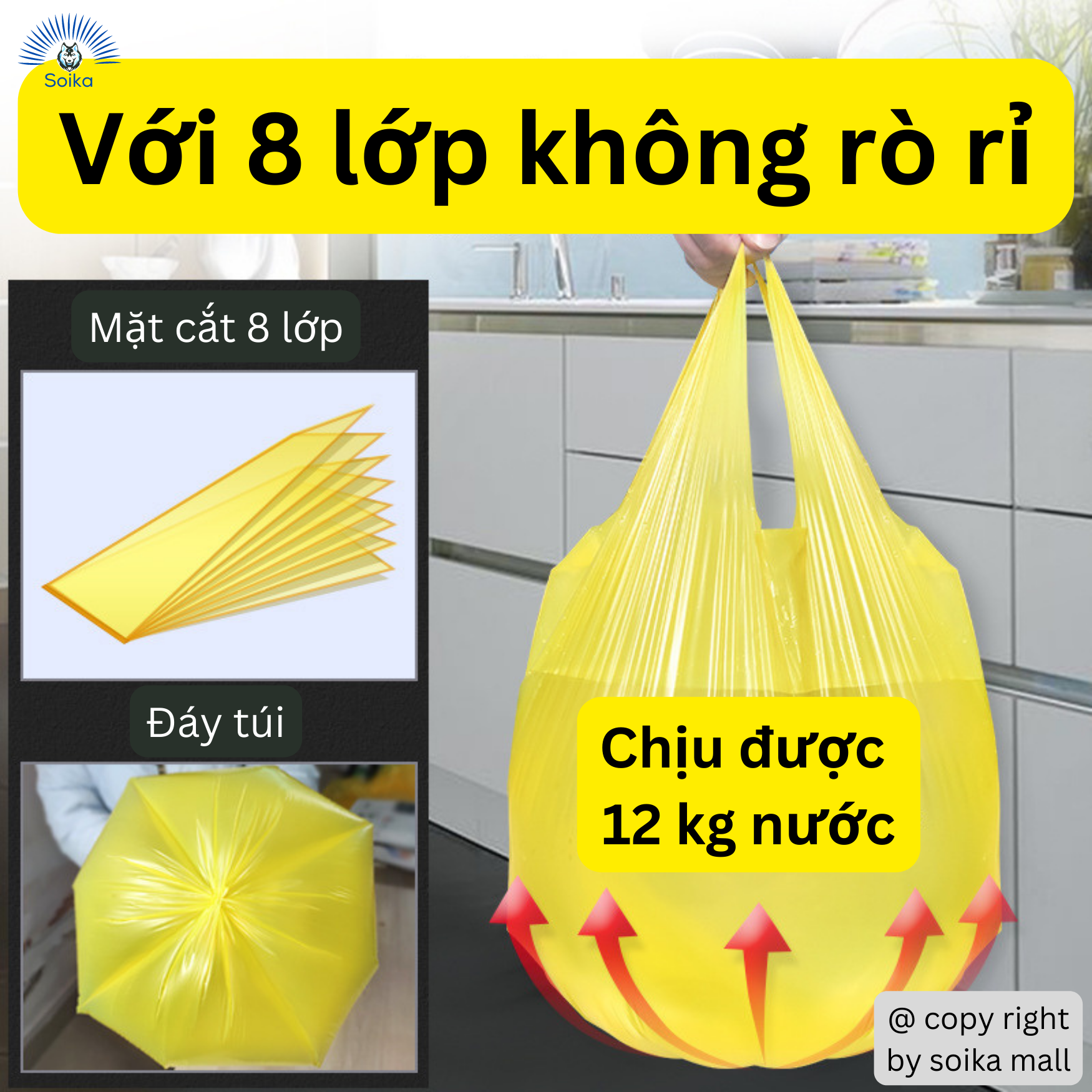 Túi Đựng Rác 200 Túi 45x59 cm Gấp Gọn Trong 1 Hộp Tiết Kiệm Hơn Tiêu Chuẩn Cao Cấp Soika SR-01 – Giao Màu Ngẫu Nhiên