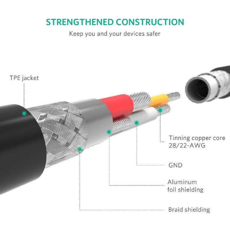 Ugreen UG80823US155TK 2M màu đen cáp Lightning ra USB có chíp MFI chính hãng - HÀNG CHÍNH HÃNG