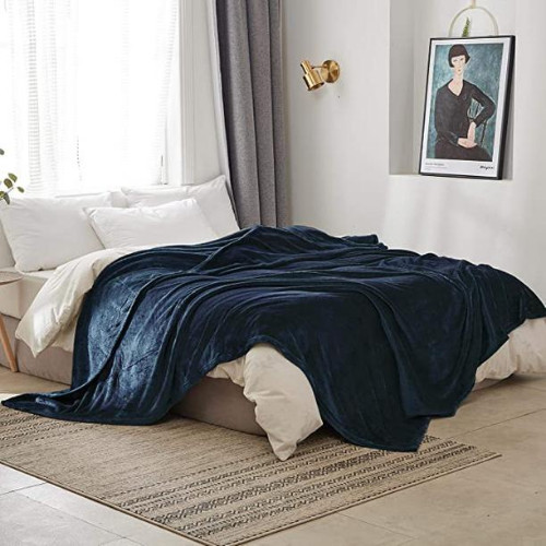 Mền lông cừu xanh dương đậm cao cấp A - 1m8x2m