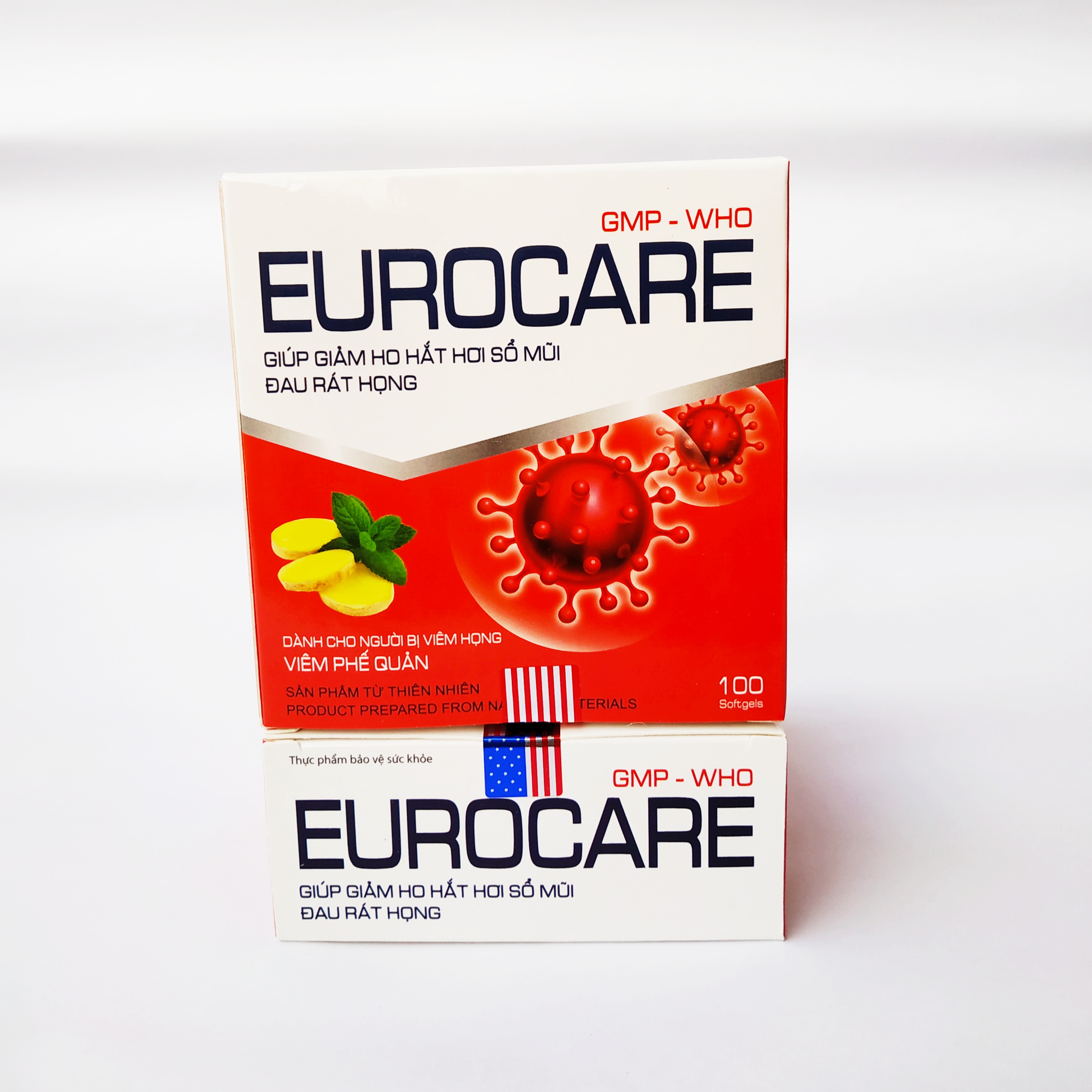 Eurocare – Giúp Giảm Ho Thông Thoáng Mũi Họng, Giảm Các Triệu Chứng Cảm Lạnh, Sổ Mũi, Đau Rát Họng – Eugica Hộp 100 Viên