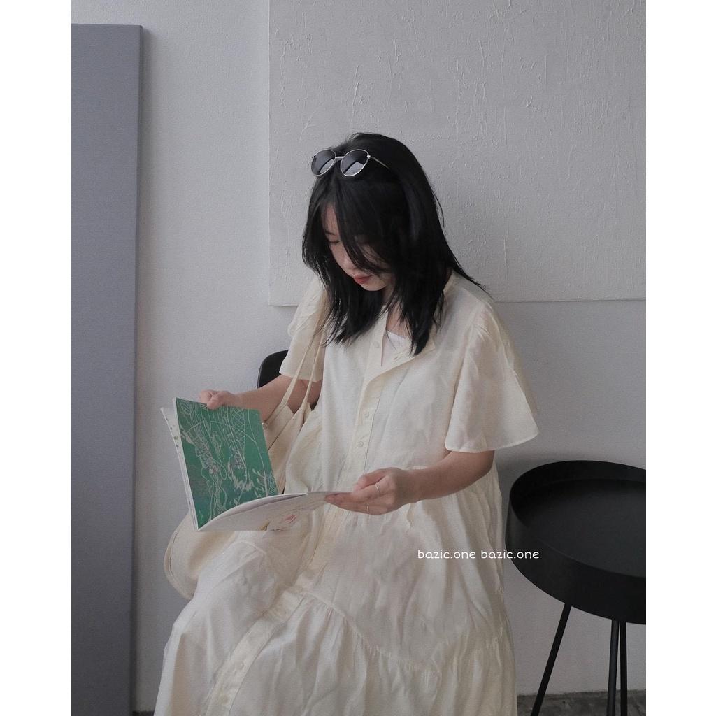 Đầm Maxi nữ bèo tơ   hàng tơ nhật QC, Váy bầu bèo tơ hot trend ( màu trắng/ vàng/ hồng/xanh