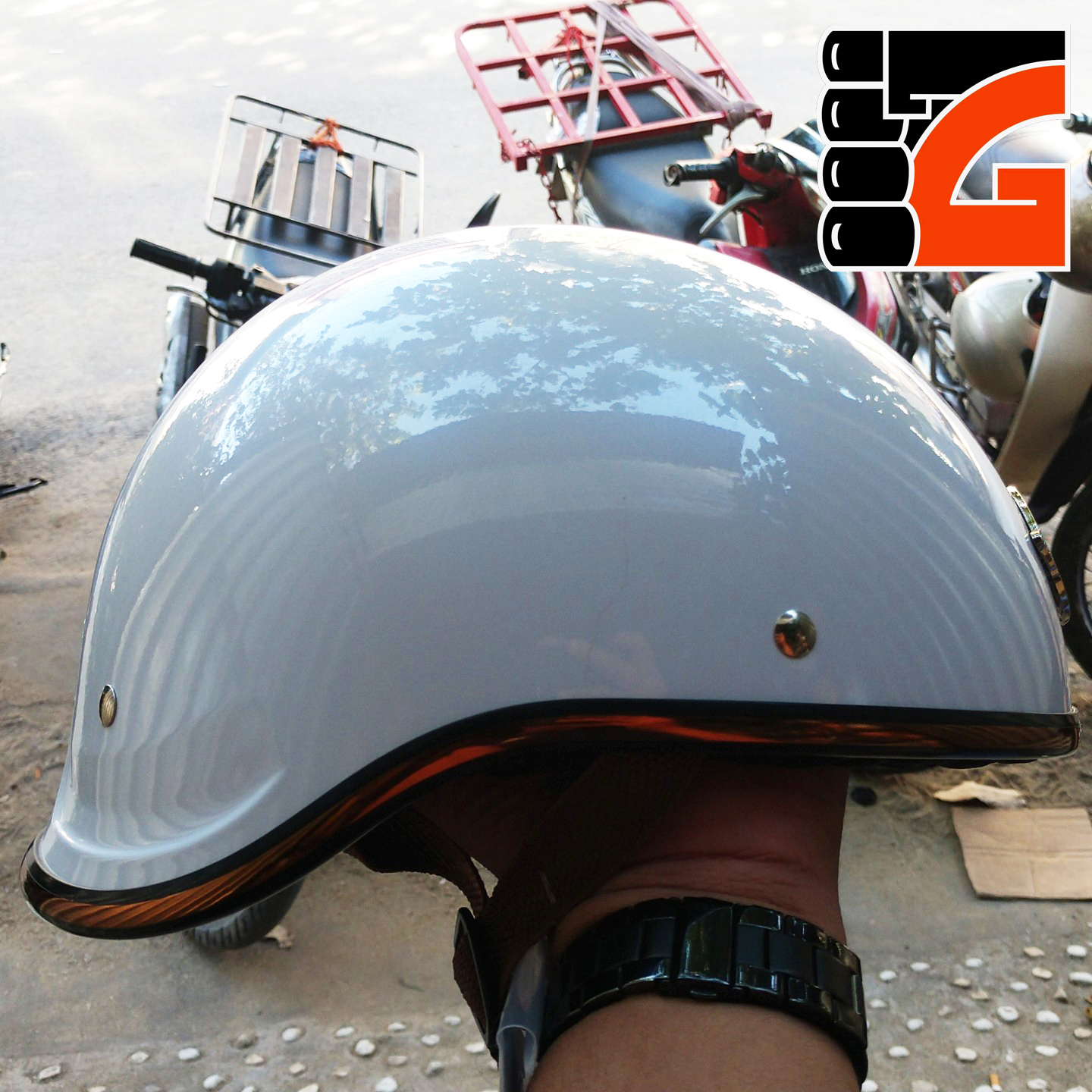 Mũ Bảo Hiểm ½ Đầu NAPOLI GANGSTER - Màu Trắng bóng Free Size  - BẢO HÀNH 12 THÁNG