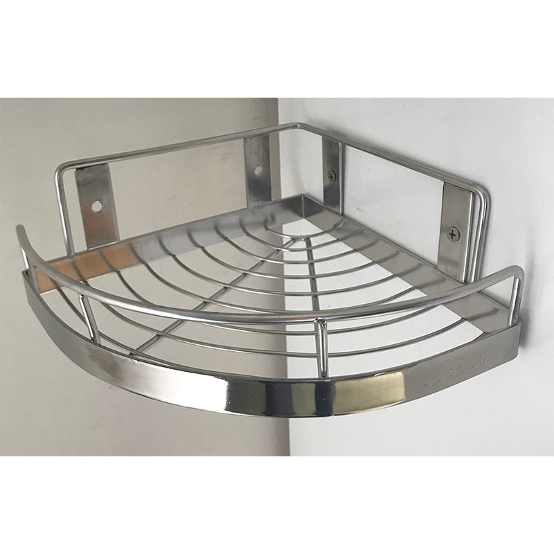 Kệ góc phòng tắm 1 tầng bán kính R20cm inox 304