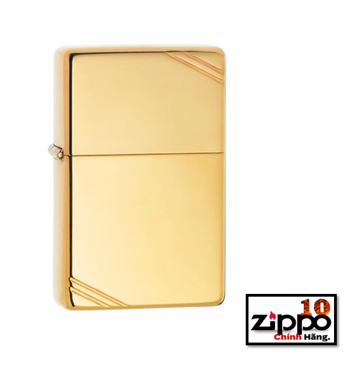 Bật lửa Zippo 270 (vàng bóng góc) High Polish Brass Vintage with Slashes 270 - Chính hãng 100%