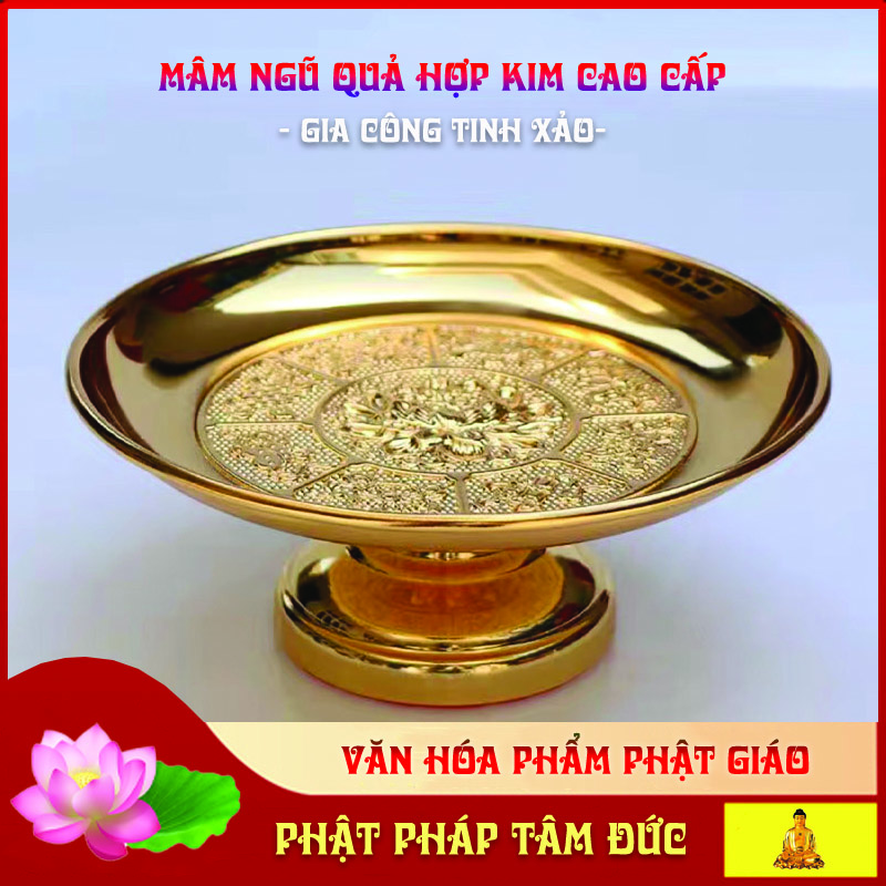 Mâm ngũ quả, mâm bồng, đĩa đựng trái cây, đĩa thờ cúng bằng đồng cao cấp -  Gia công tinh xảo