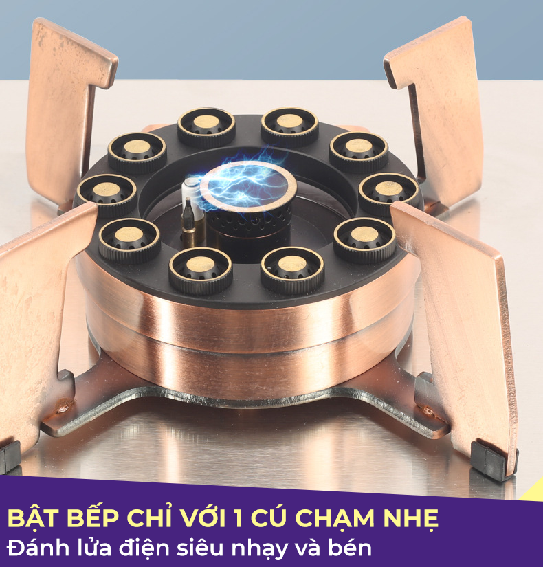 Bếp Đôi GZ599 Thiết Kế Lật Đầu Đốt Vệ Sinh Dễ Dàng, Tích Hợp Chế Độ Hẹn Giờ, Bếp Ga Có 10 Đầu Đốt Mạ Đồng