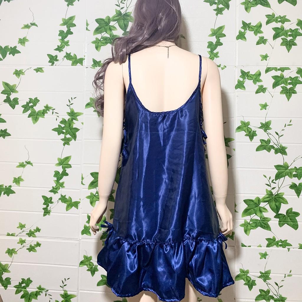 Đầm ngủ sexy FREE SHIP ️ Đầm ngủ dễ thương dáng xòe nhiều màu, chất phi lụa mềm mịn, quyến rủ, D5