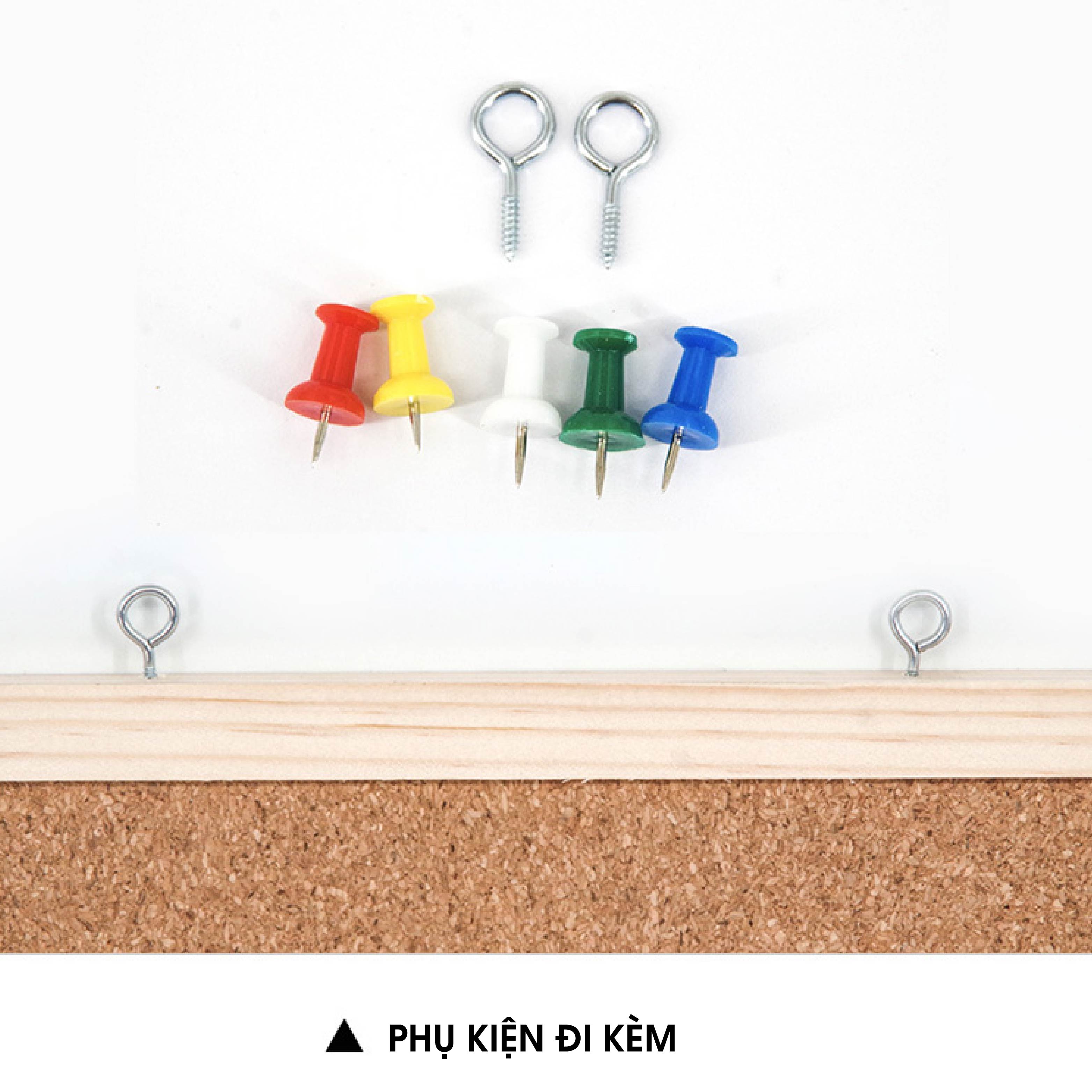 Bảng ghim gỗ bần, ghim tài liệu Lucis Decor (Tặng kèm đinh ghim, móc treo, dây treo)