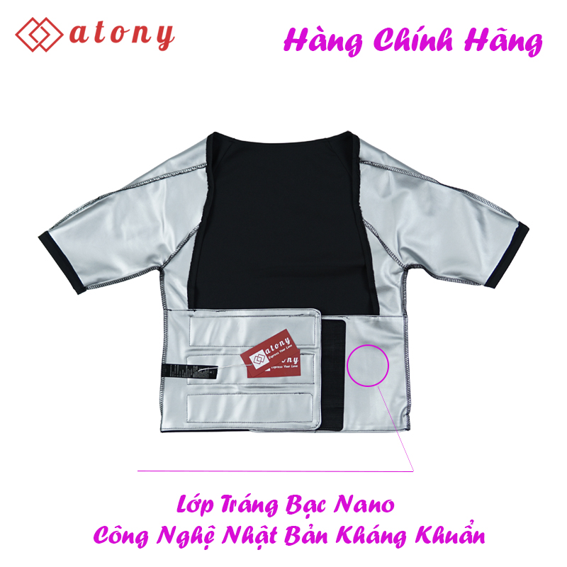 Set Đồ Tập Sinh Nhiệt ATONY Cao Cấp Cho Nữ, Tráng Nano Bạc Hỗ Trợ Giảm Cân, Đổ Mồ Hôi, Tan Mỡ Bụng - Hàng Chính Hãng (Áo Đai Lửng + Quần)