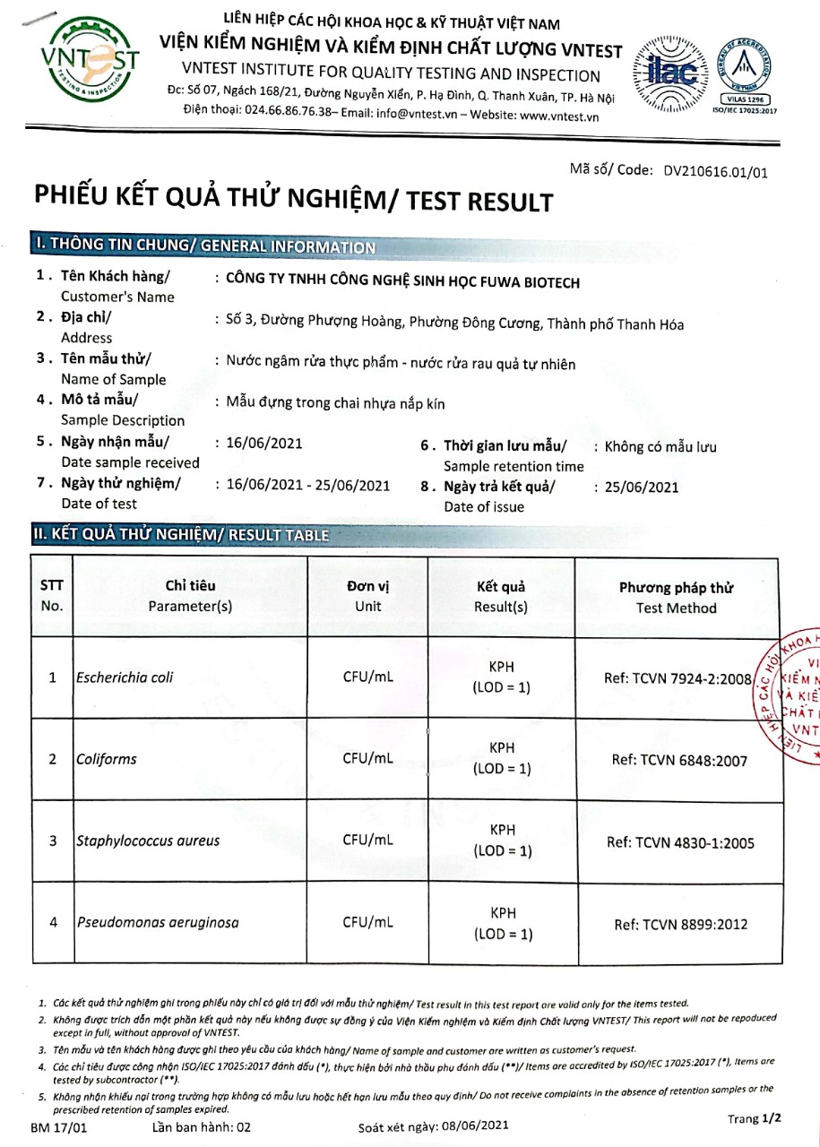 Nước ngâm rửa rau củ quả enzyme sinh học từ vỏ dứa Fuwa3e 3.8L